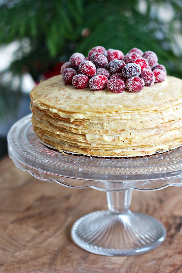 Recipes we love: sugared cranberry crepe cake